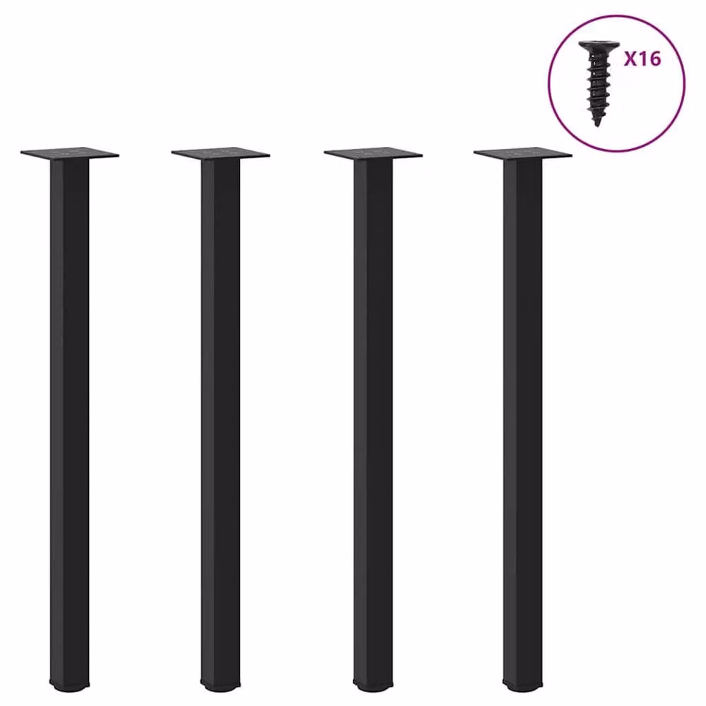 Berkfield Home Steel Coffee Table Legs, 4 Pieces, Black, Height: 73 cm – 2