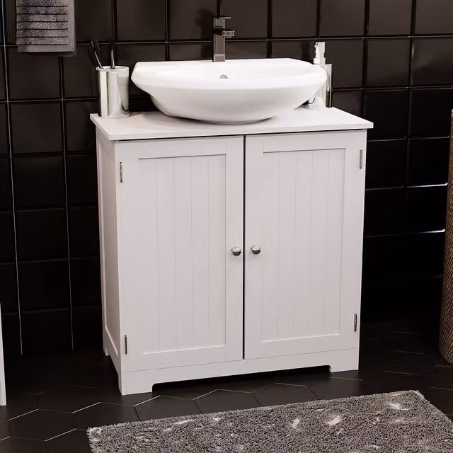 Priano 2 Door Under Sink Bathroom Cabinet in White
