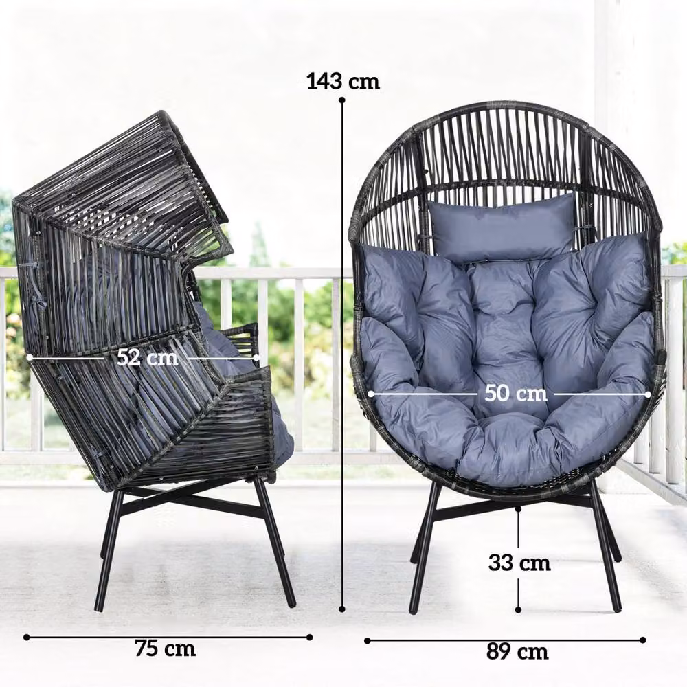 Wyld Haus Lilo Grey and Black String Style Egg Chair with Padded Cushion – 3