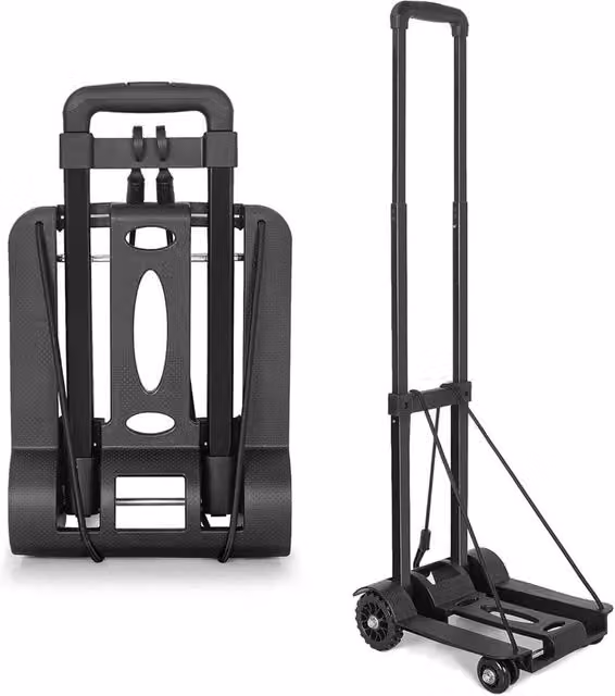 VOGREX Heavy Duty Steel Folding Trolley, Black, 75kg Capacity