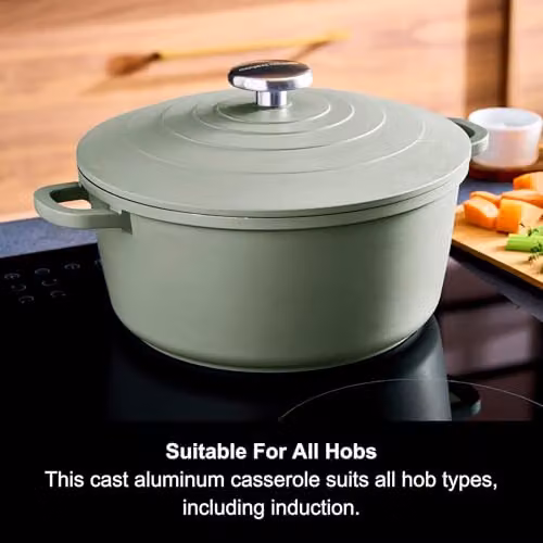 Morphy Richards Green Cast Aluminium Casserole Dish with Ceramic Coating, 24cm, 4.1 l – 4