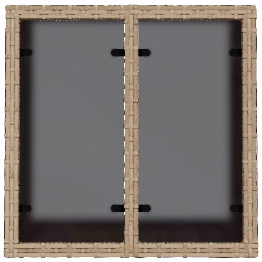 Berkfield Home Square Garden Table with Glass Top in Beige Poly Rattan, W/D/H: 55 x 55 x 37 cm – 3