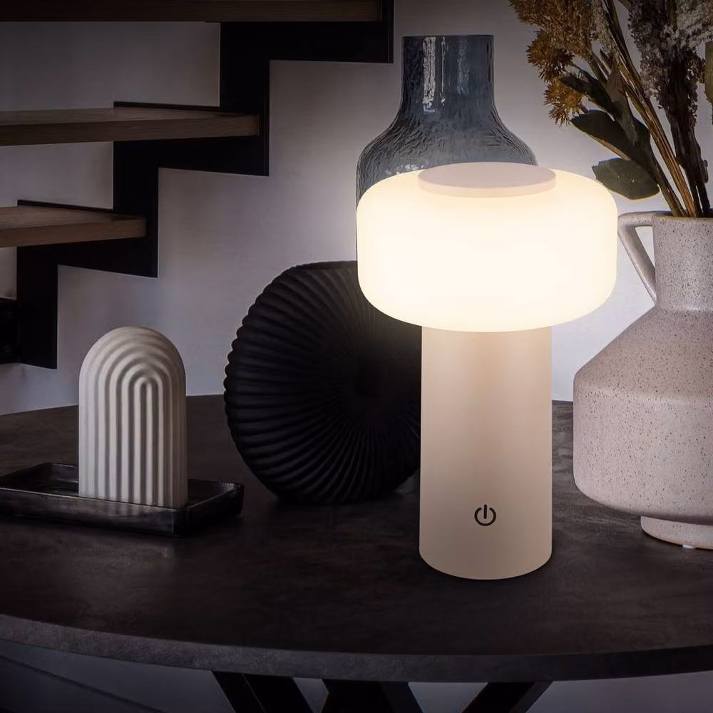 Briloner Rechargeable LED Table Lamp with Touch Dimming, IP44 Outdoor Night Light, Beige, W/D/H: 13 x 13 x 20.6 cm – 5