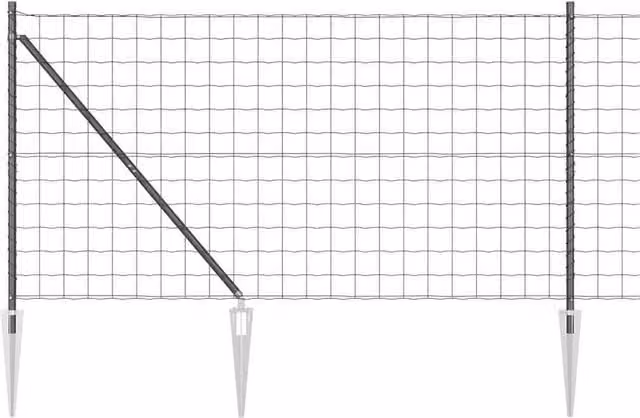 Berkfield Home Euro Fence with 7 Spike Posts, Grey Galvanised Steel, W: 10 m, H: 1.4 m
