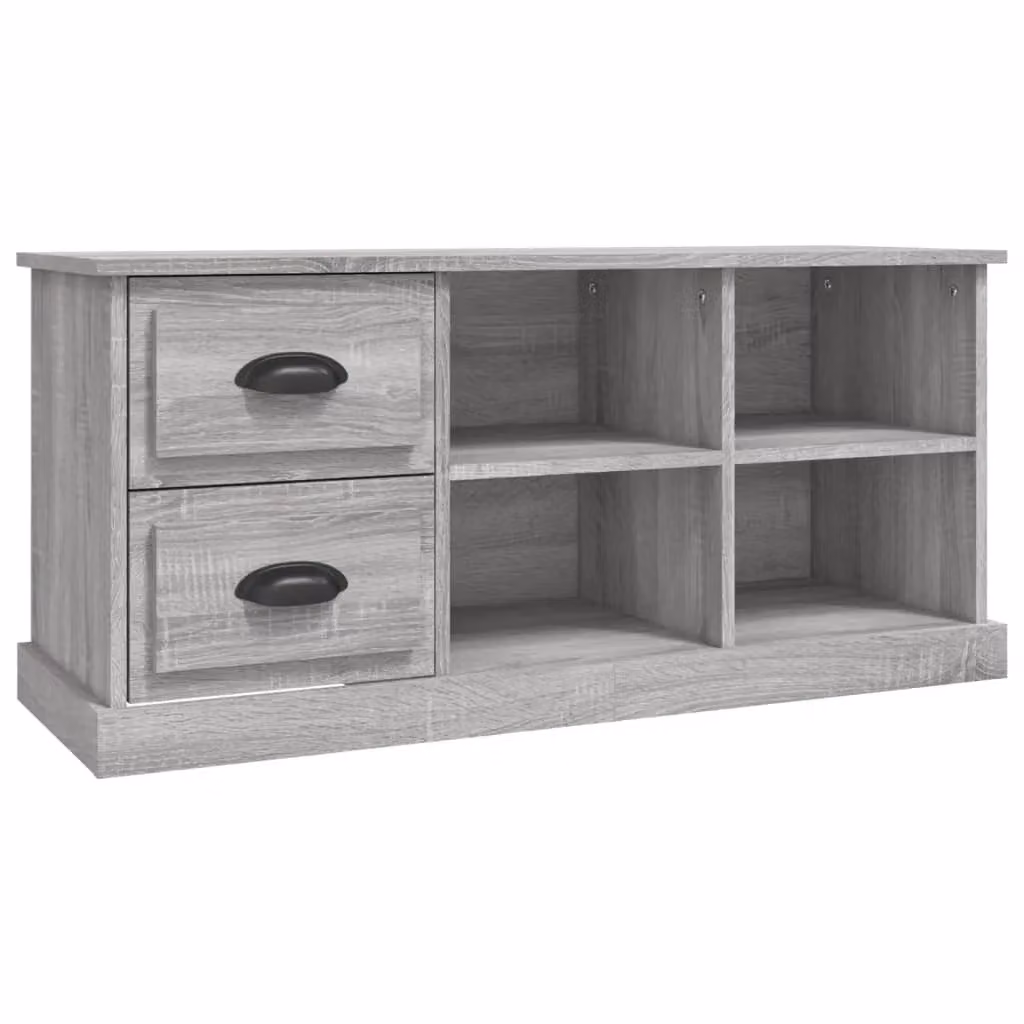 Berkfield Home Modern Grey TV Cabinet with Media Compartments, W/D/H: 102 x 35.5 x 47.5 cm – 2