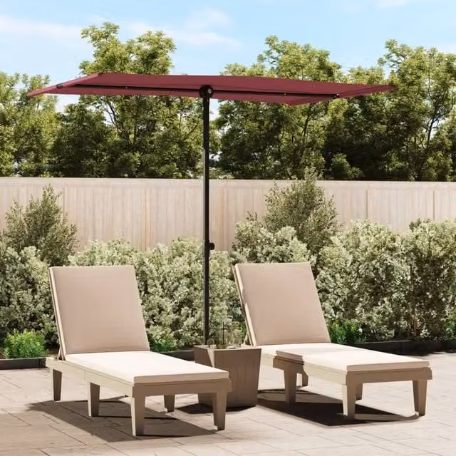 Berkfield Home Outdoor Parasol with Aluminium Pole, Bordeaux Red, W 2 m x D 1.5 m – 1