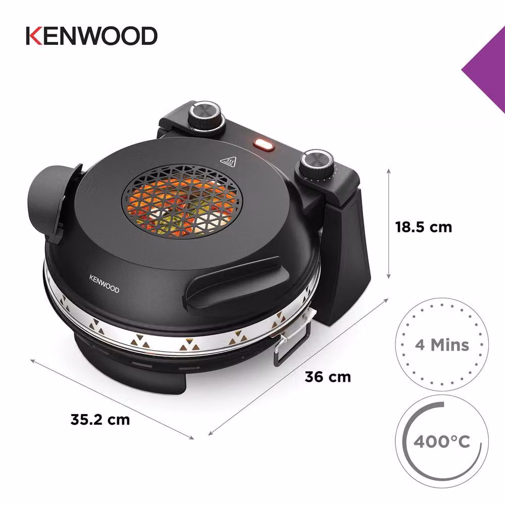 Kenwood My Pizzeria Countertop Pizza Oven in Black with Top and Bottom Heat and Timer – 5
