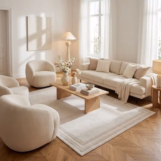 THE RUGS Carmel Bordered Area Rug in Beige, W/D/H: 120 x 170 cm