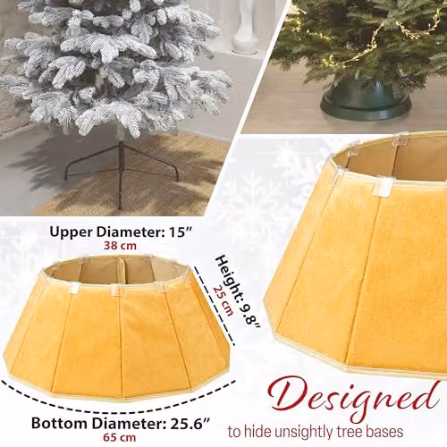 Deco Express Gold Velvet Christmas Tree Skirt, Round Tabletop Decor, W/D/H: 65 x 38 x 25 cm – 2