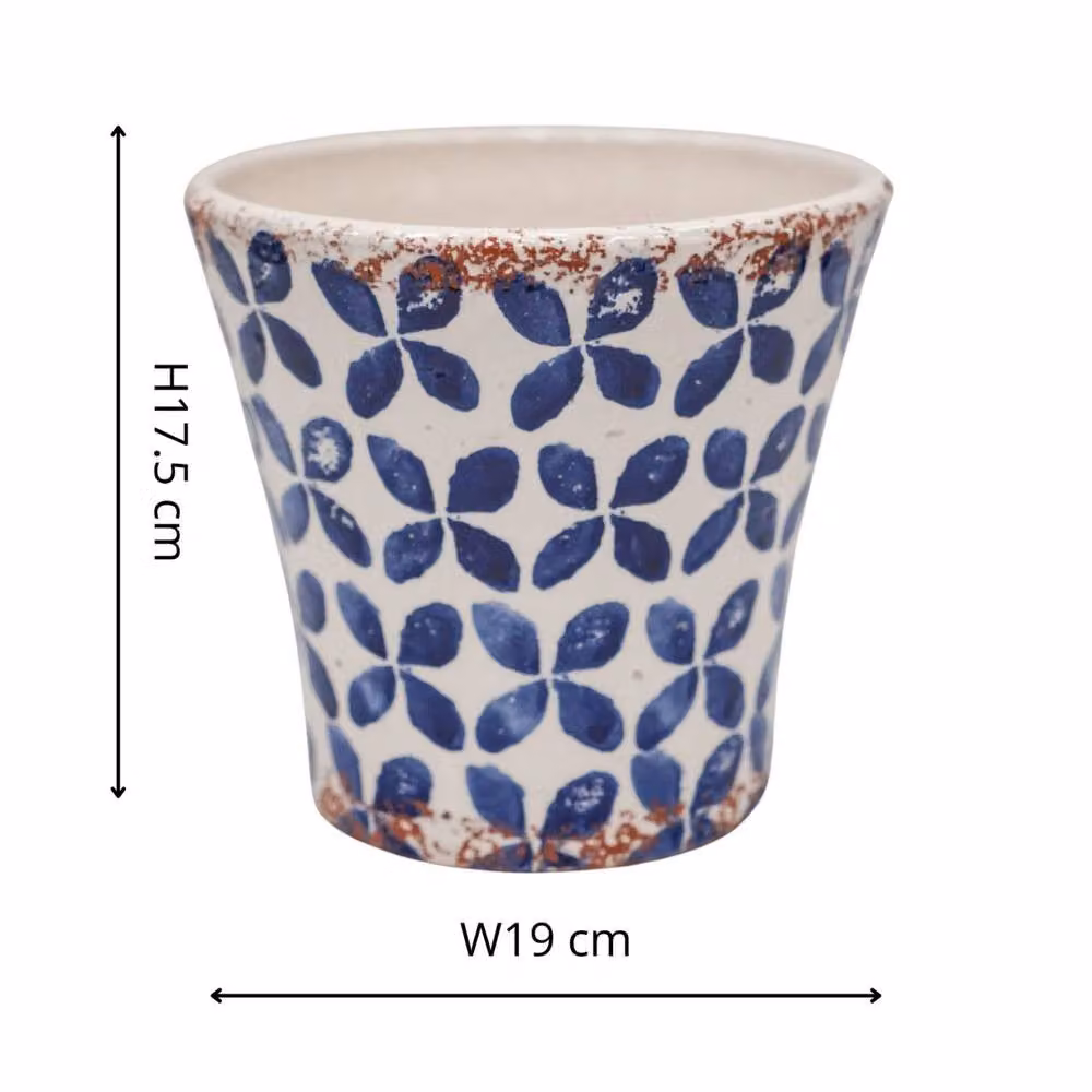 Ivyline Porto Blue Ceramic Tapered Plant Pot H: 17.5 cm, D: 19 cm – 2