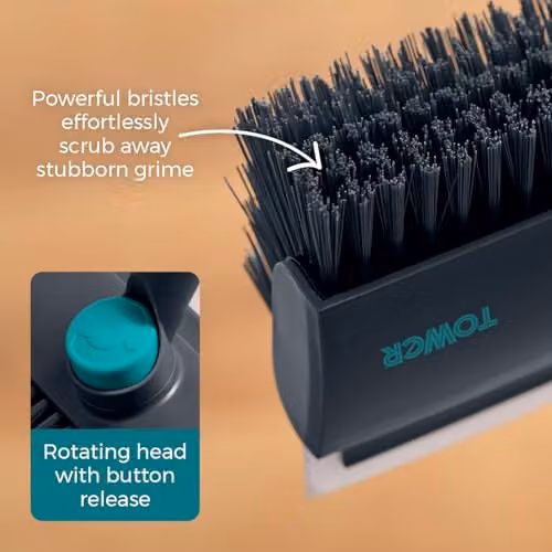 Tower 2-in-1 Floor Scrubber with Telescopic Handle and Squeegee, Anthracite and Petrol – 3
