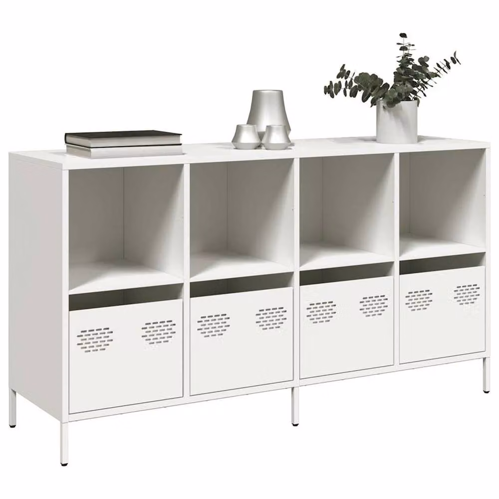 Berkfield Home White Matt Metal Sideboard W/D/H: 135 x 39 x 73.5 cm – 2