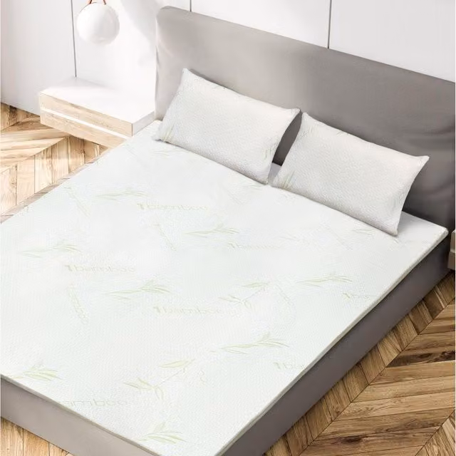 HomeSpace Direct Organic Memory Foam Mattress Topper, 4cm Depth, White
