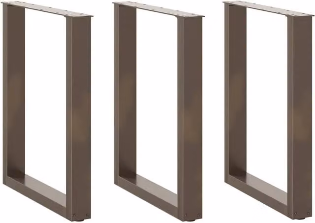 Berkfield Home U-Shaped Coffee Table Legs, 3 Piece Set, Brown Steel, H: 70 x 72.5 cm – 1