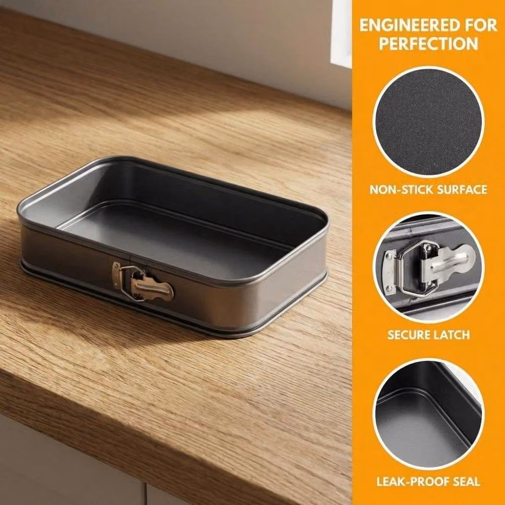 EONLION Black Square Carbon Steel Springform Cheesecake Baking Mold with 14 Cup Capacity – 3