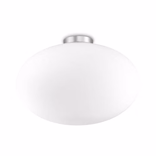 Ideal Lux Candy White and Nickel Ceiling Light with E27 Socket