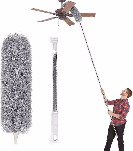 SPETLEK Grey Microfibre Feather Duster with 280cm Telescopic Extendable Handle