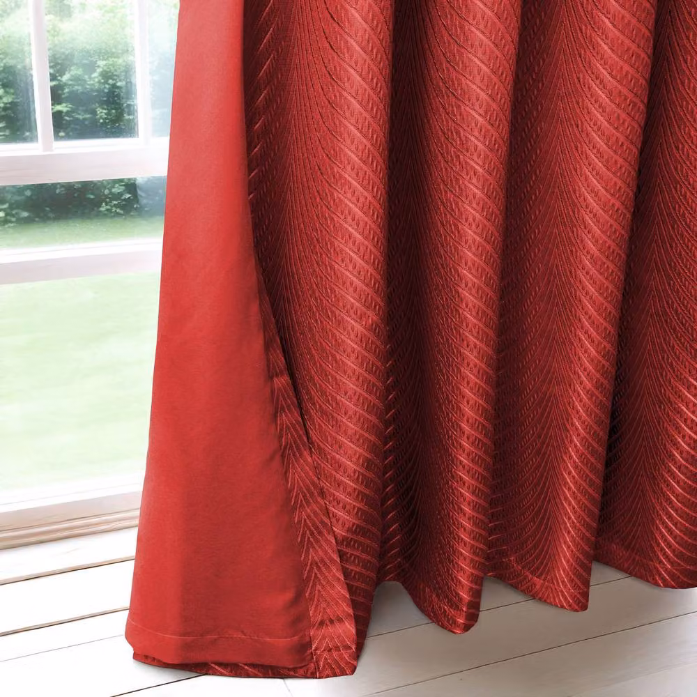 New Edge Blinds Wave Woven Jacquard Curtains in Blue and Red, W: 168 cm, H: 137 cm – 1