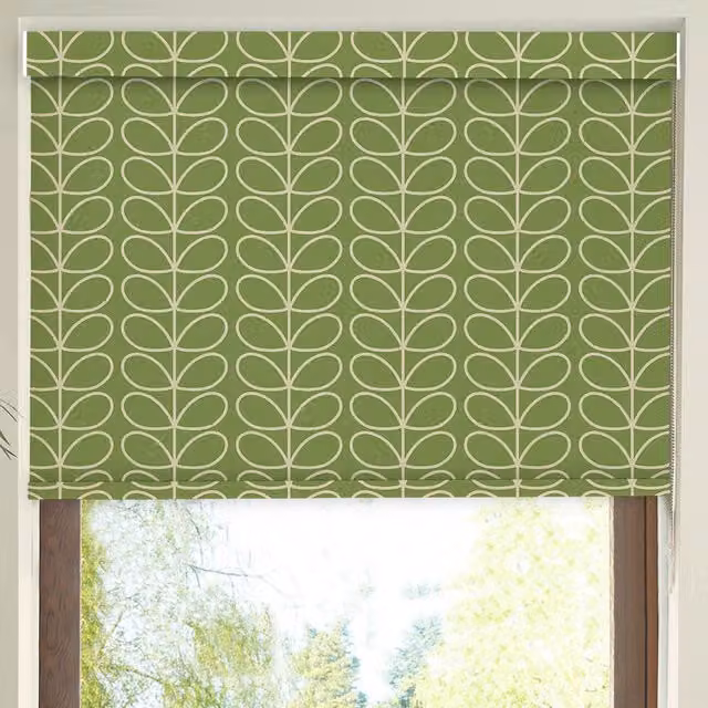Orla Kiely Linear Stem Made to Measure Blackout Roller Blind in Chalky Green