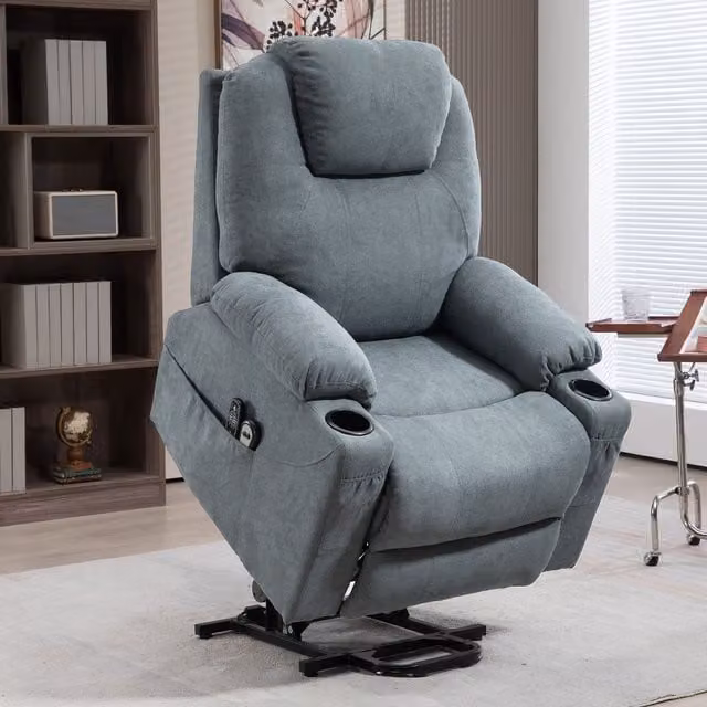 HOMCOM Riser and Recliner Chair with Vibration Massage and Heat in Dark Grey
