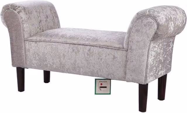 KORVIXA Grey Velvet Fabric Ottoman Bench Side Stool
