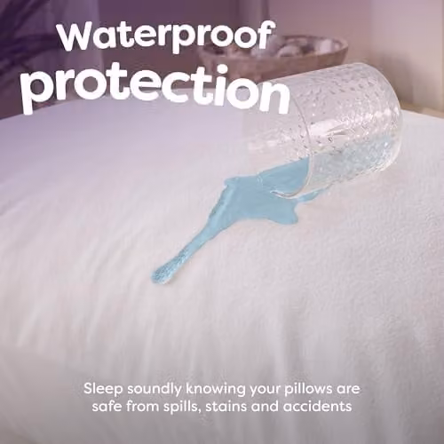 Slumberdown Waterproof Terry Pillow Protectors, 2 Pack, White, W: 50 cm x H: 75 cm – 2