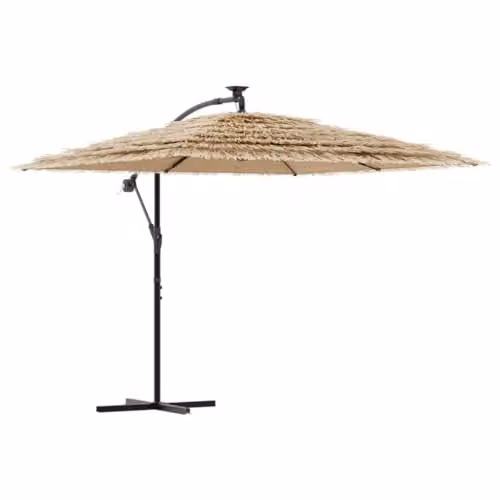 vidaXL Garden Parasol with Steel Pole and Polyester Canopy, Brown, W/D/H: 246 x 246 x 230 cm