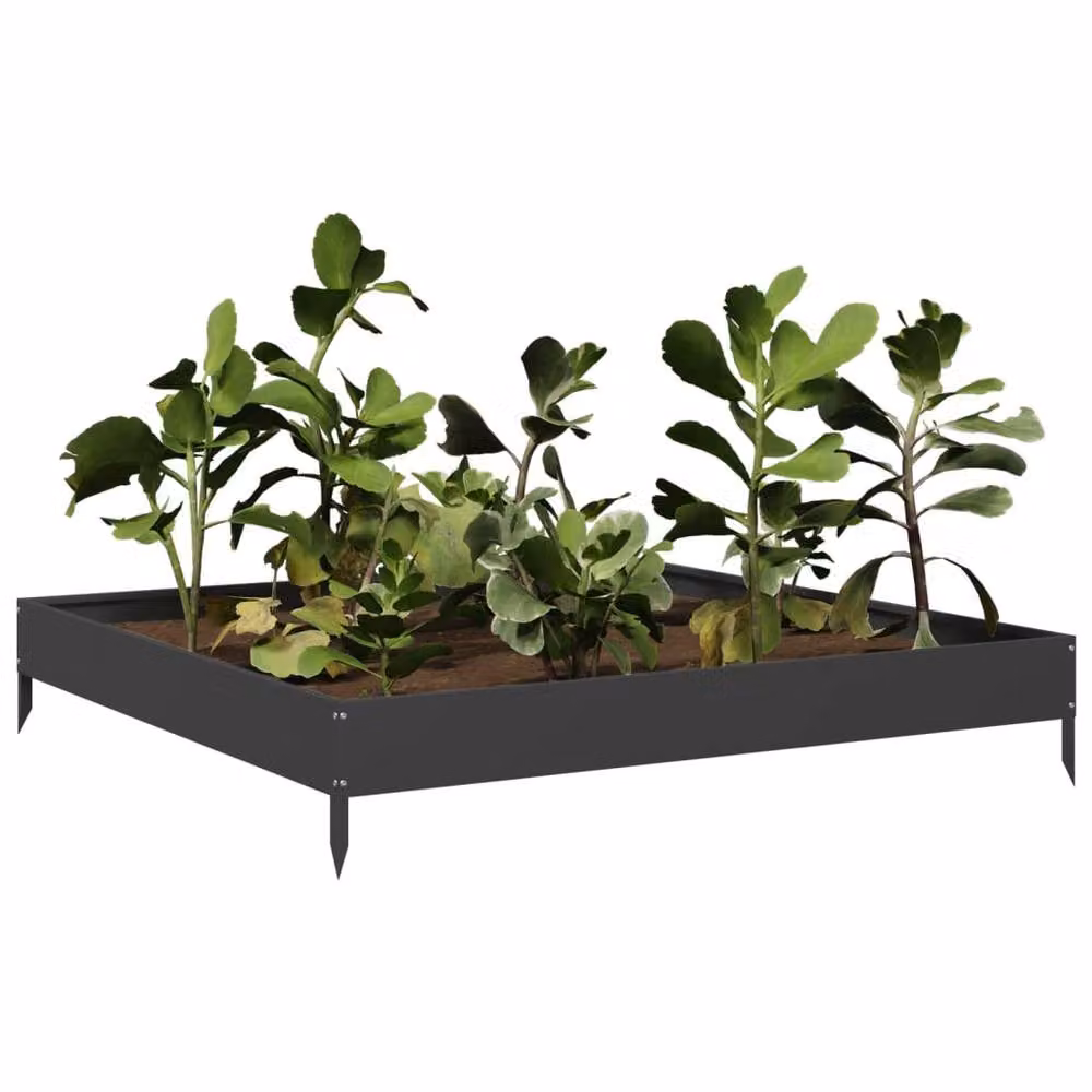 Berkfield Home Garden Black Steel Raised Bed W/D/H: 100 x 100 x 18.5 cm – 3