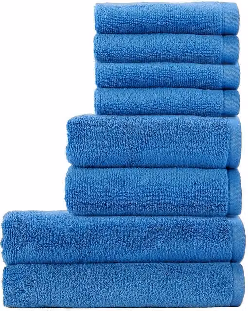 CHRISTY Cirrus 8 Piece Lightweight Fluffy Softloft Cotton Towel Bale in Blue