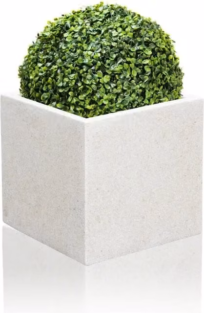 Primrose Stone Effect Poly-Terrazzo Cube Outdoor Planter Tub, White, Height: 54 cm