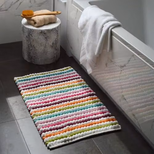 Allure Bath Fashions Striped Chunky Bobble Bath Mat, Multicolour, W: 50 cm, D: 80 cm – 2