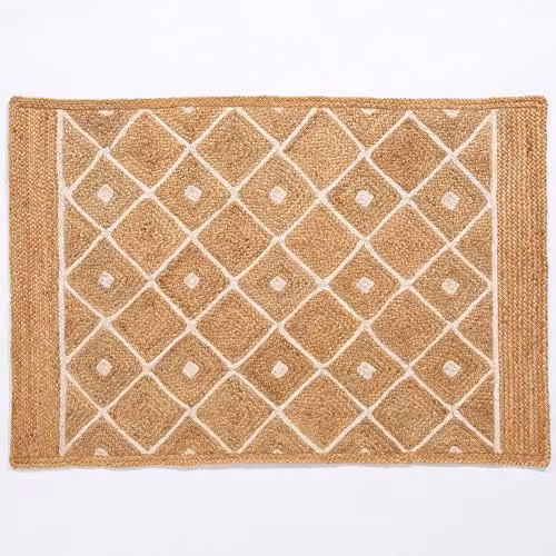 Esselle Home Prestbury Diamond Handbraided Jute Rug in Beige, W: 120 cm, L: 170 cm – 1