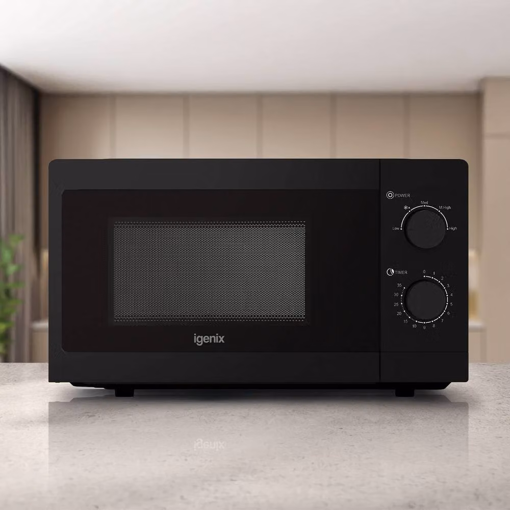 Igenix 20L 800W Manual Solo Countertop Microwave, Black – 4