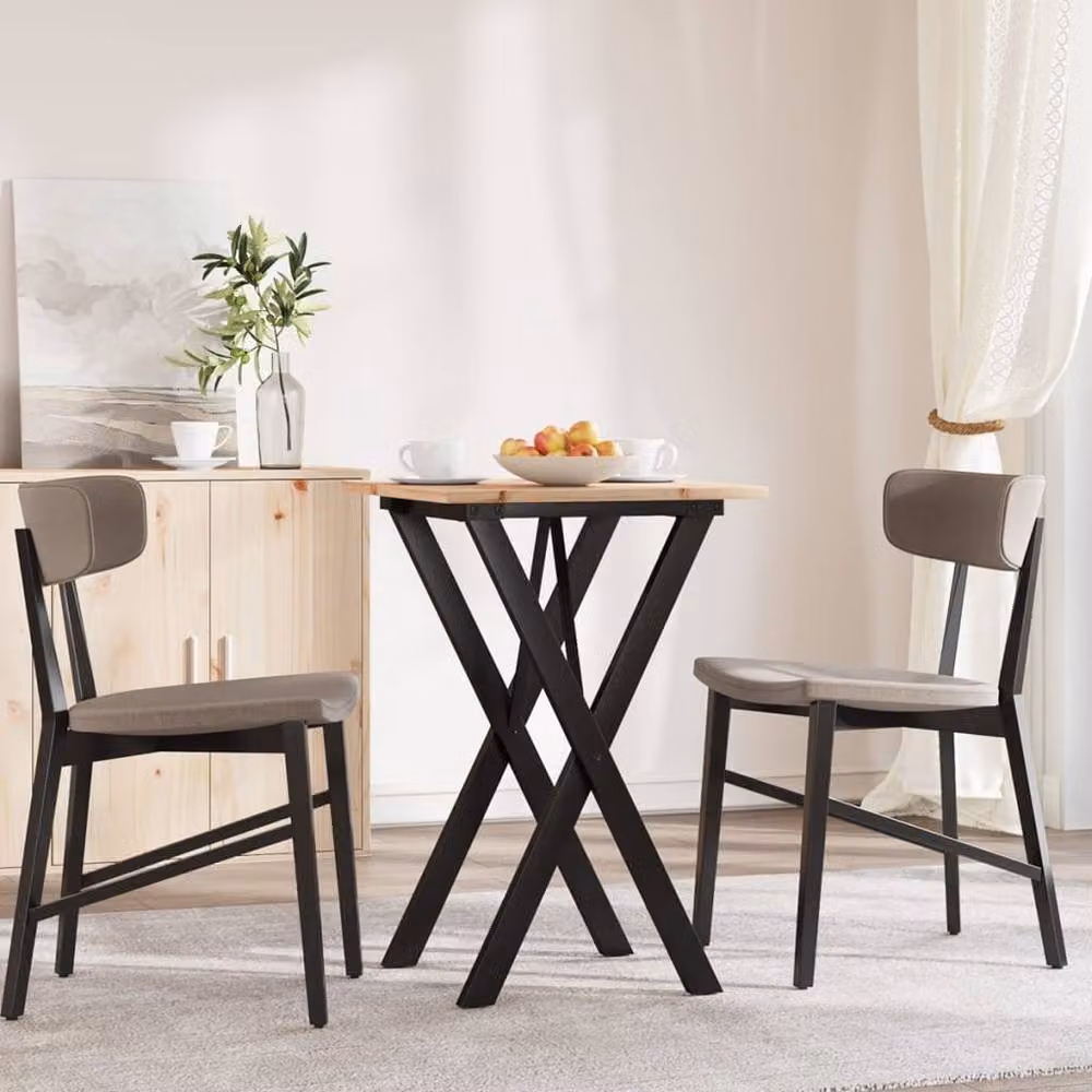 Berkfield Home X-Frame Square Dining Table in Brown Solid Pine and Steel, W/D/H: 50 x 50 x 75 cm – 3