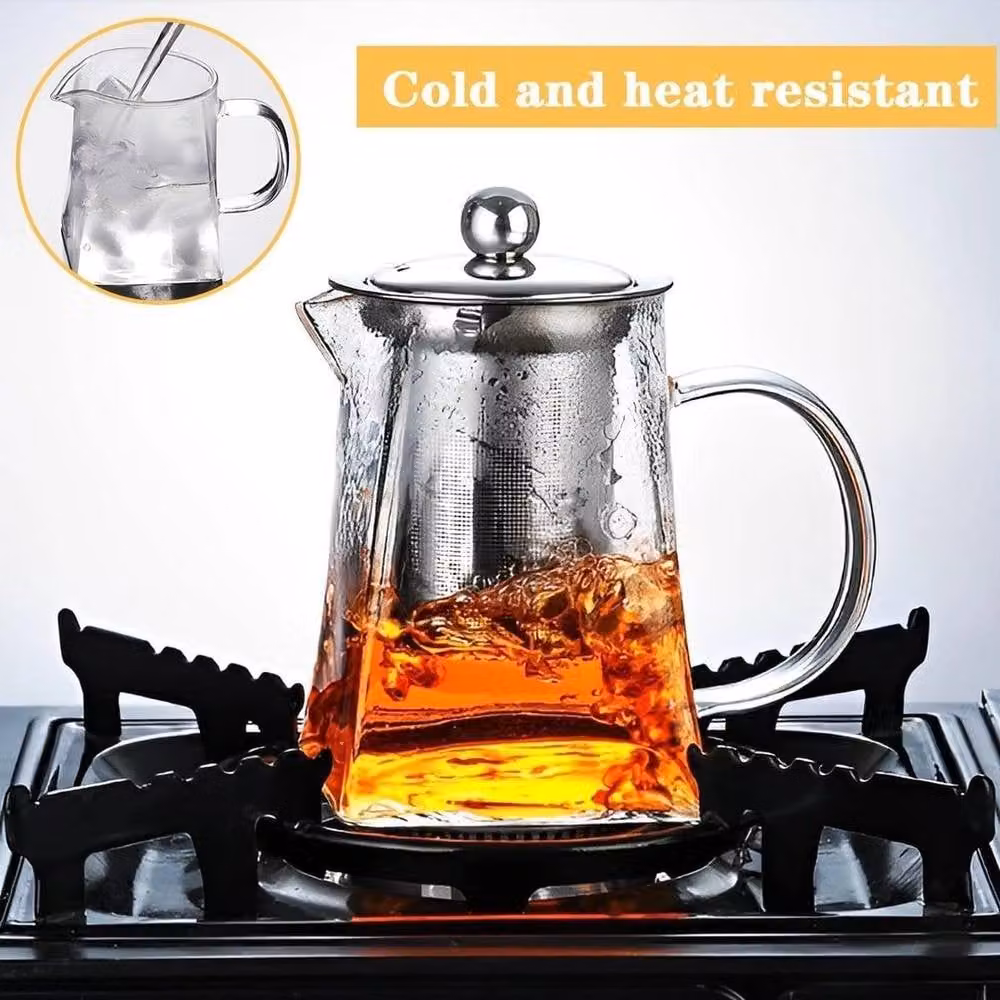 PAWNORA Heat Resistant Glass Teapot with Stainless Steel Infuser in Clear – 3