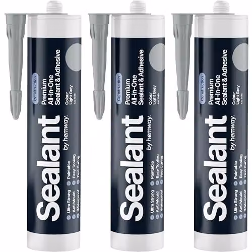 Hemway Grey Construction Sealant and Adhesive, 3 Pack, 300ml per unit – 1