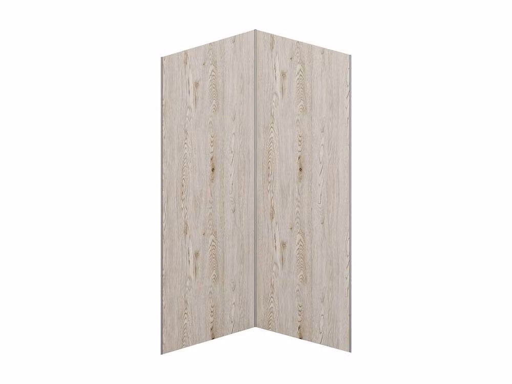 Vente-unique Set of 2 Light Oak Wood Effect Aluminium Shower Wall Panels with Profiles in Beige – 2
