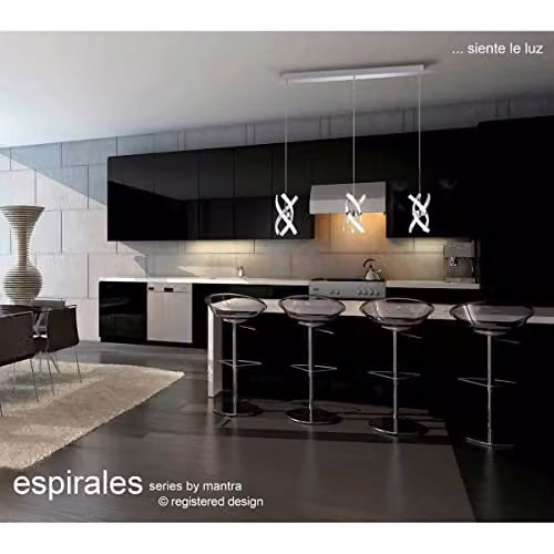 Netlighting Espirales Suspended LED Pendant Light, Chrome and Silver with Acrylic, 12W, 3000K, 840lm – 3