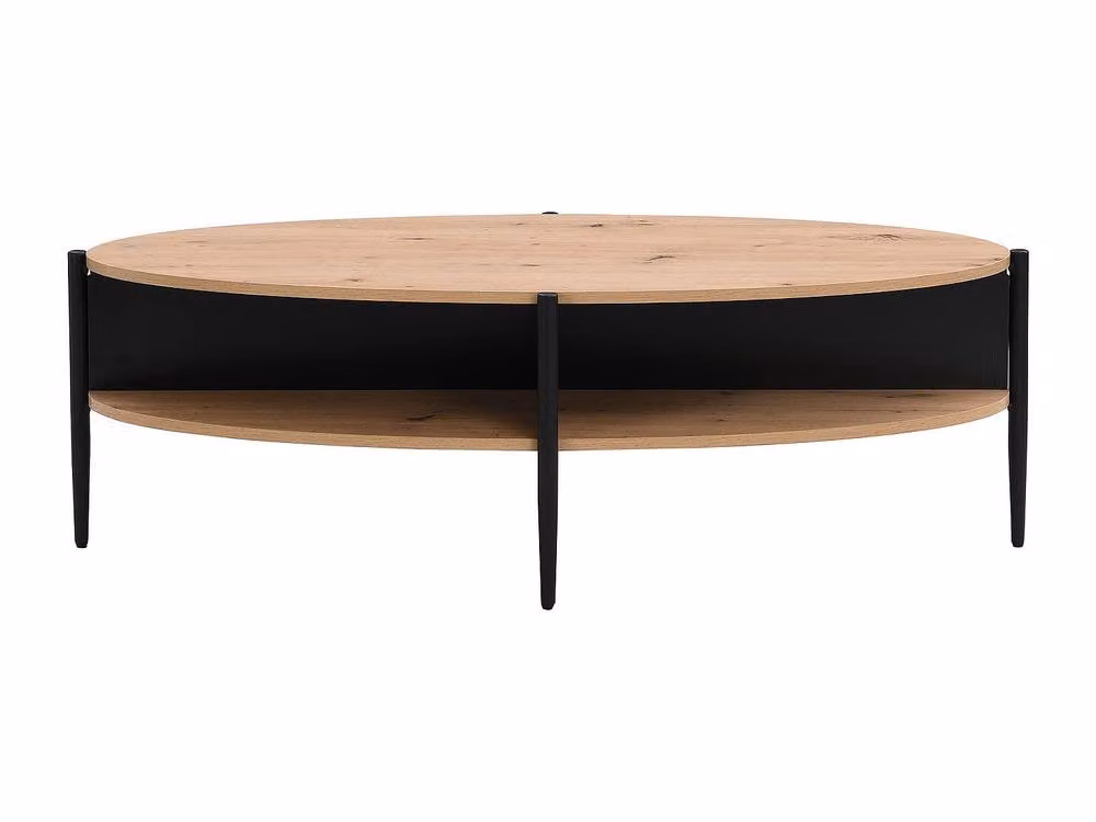 Vente-unique Modern Oval Coffee Table with 4 Recesses in Black MDF and Metal, W/D/H: 75 x 65 x 39 cm – 2