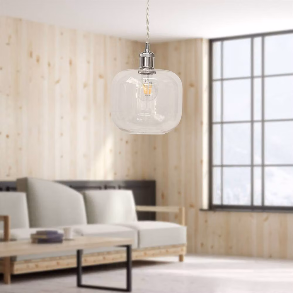 First Choice Lighting Bletch Retro Pendant Fitting with Transparent Glass and Chrome Finish – 2