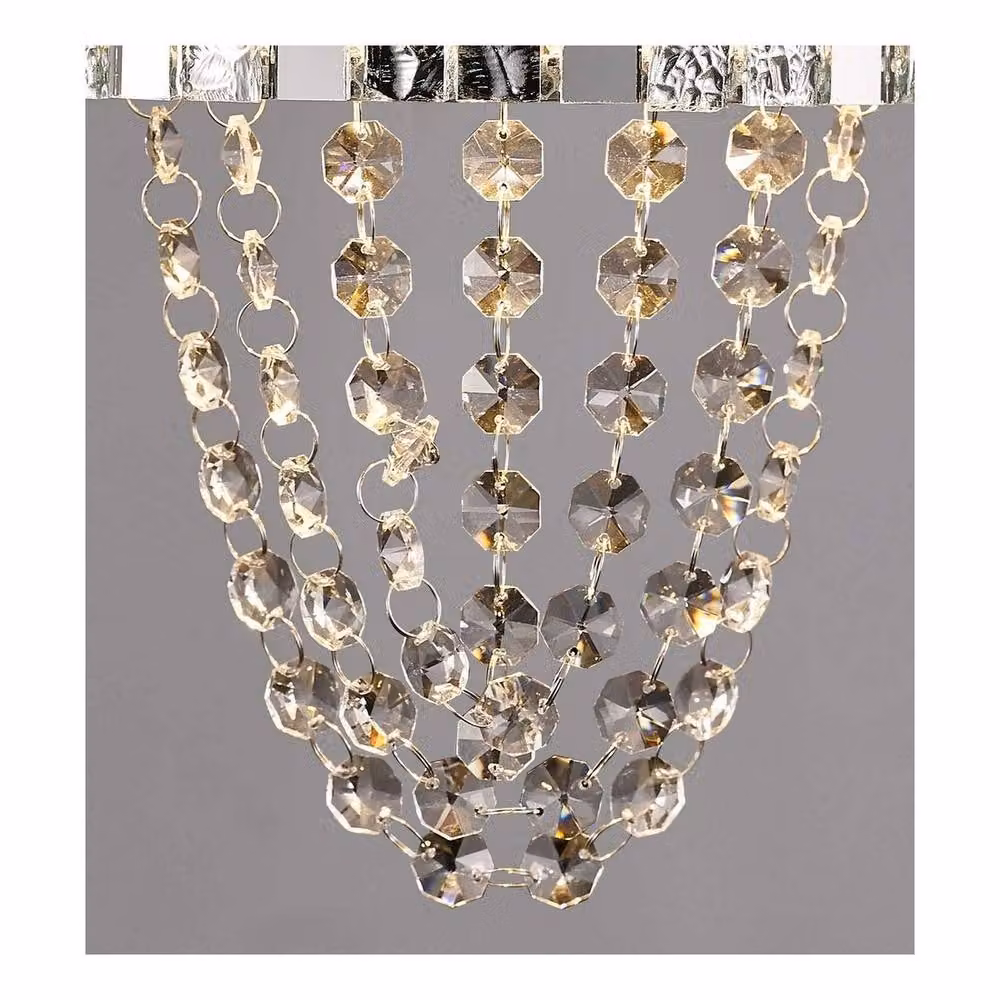 Netlighting Camden 2 Light Wall Lamp in Polished Chrome with Grey Mosaic Glass and Crystal – 2