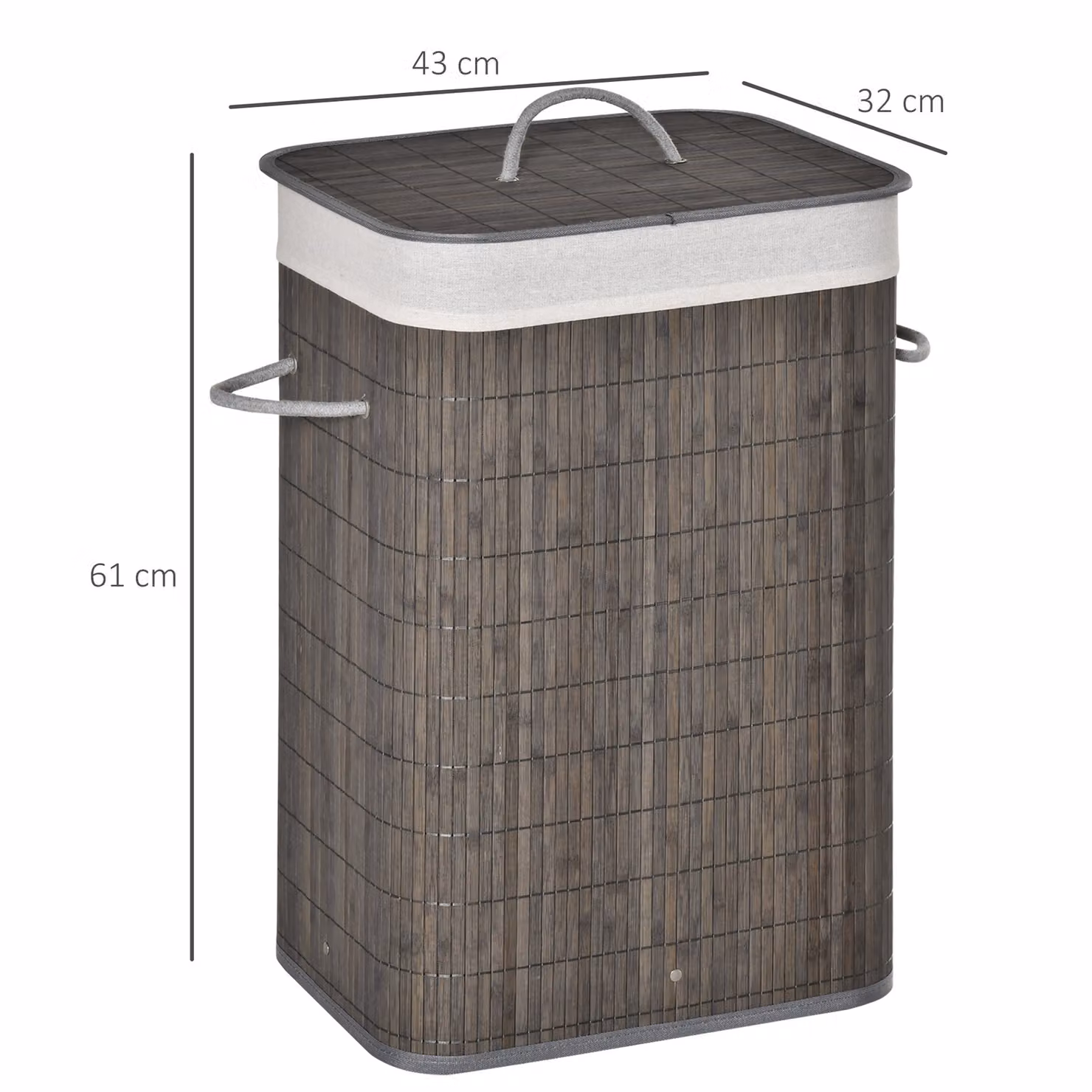 HOMCOM Collapsible Laundry Caddy with Flip-Lid and Removable Liner, Grey – 3