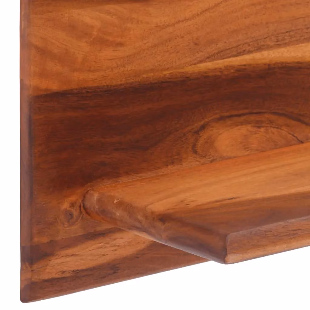 Berkfield Home Wall Mounted Acacia Wood Shelves, 2 Pieces, Brown, W: 112 cm, D: 26 cm, H: 20 cm – 3
