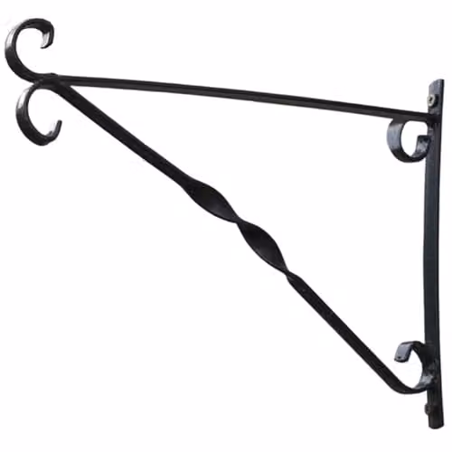 Thompson & Morgan Black Metal Hanging Basket Wall Brackets with Fixings, W: 25 cm, H: 36 cm, 1 Hook