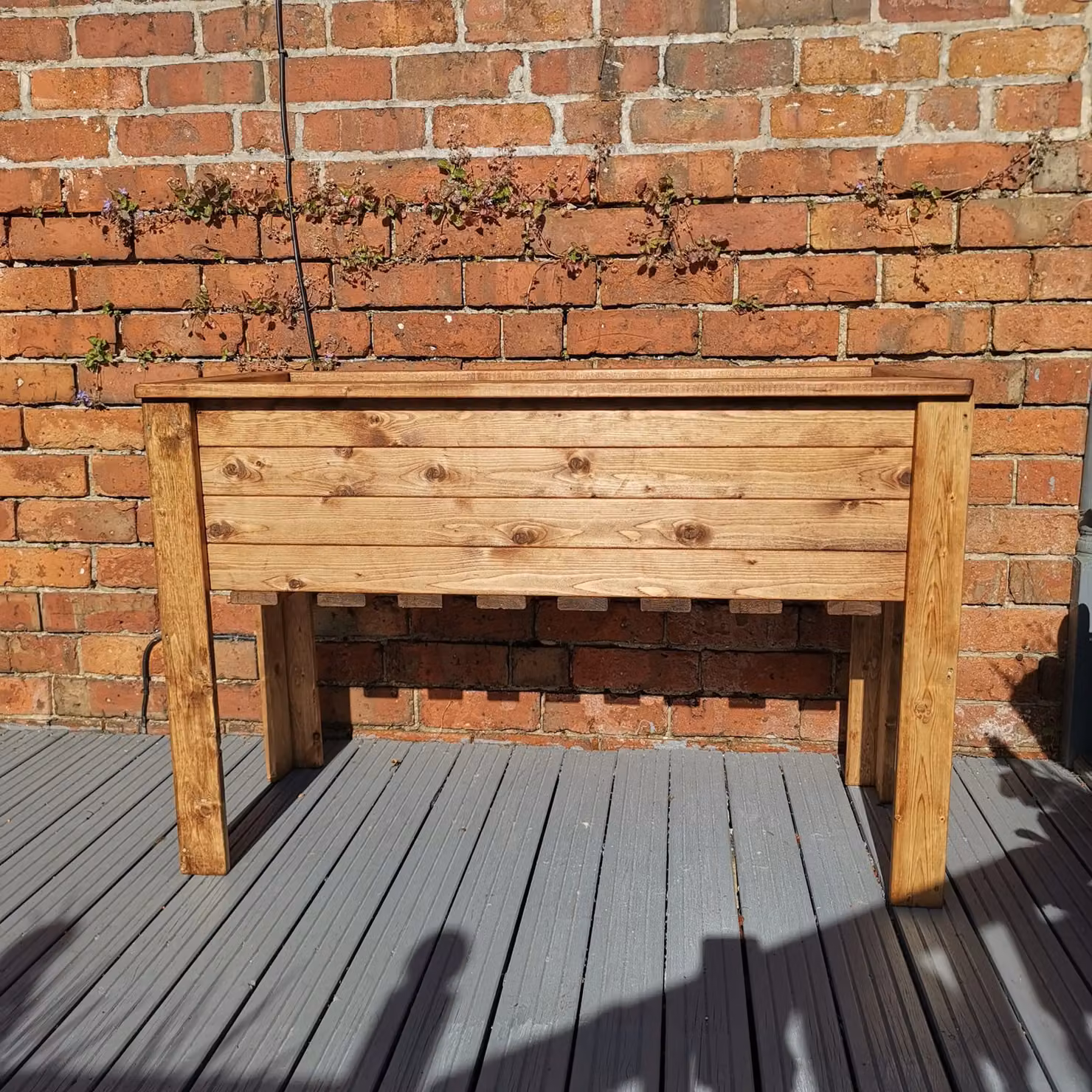 Samuel Alexander Brown Rustic Wooden Raised Flower Bed Planter for Vegetable, Herb or Ornamental Gardens, W/D/H: 109 x 41 x 41 cm – 2