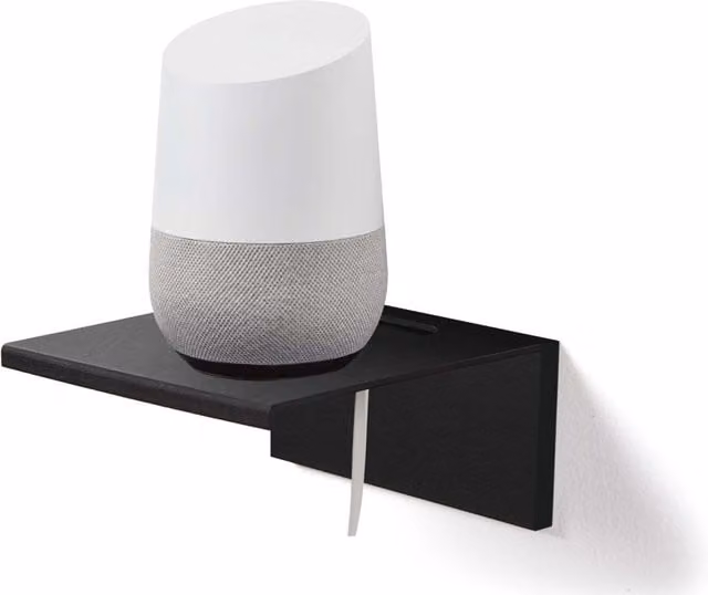 Hangman Black Aluminium Floating Wall Shelf for Alexa and Google Home