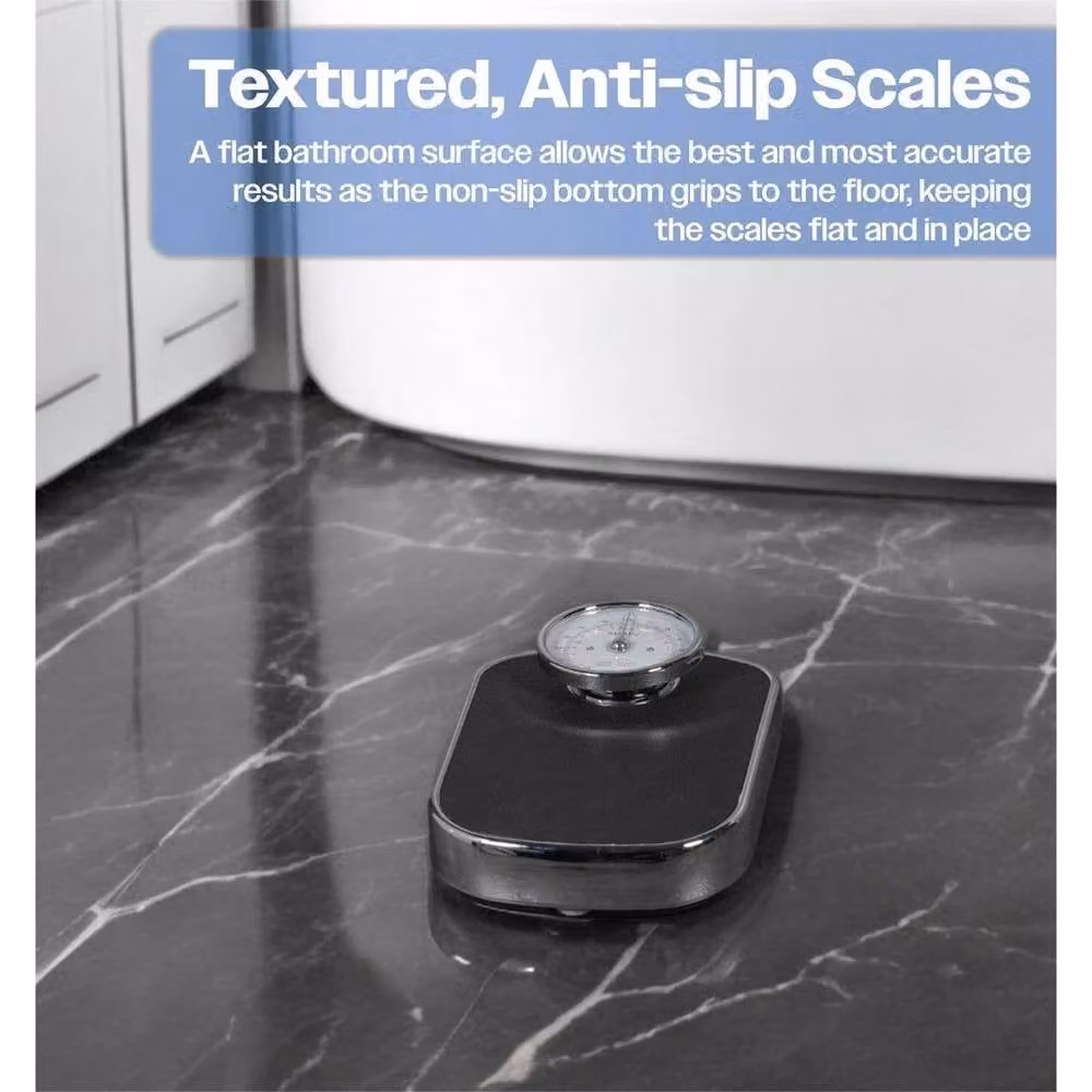 NESTLUNE Analogue Personal Bathroom Scale with Anti-Slip Rubber Surface in Black – 4