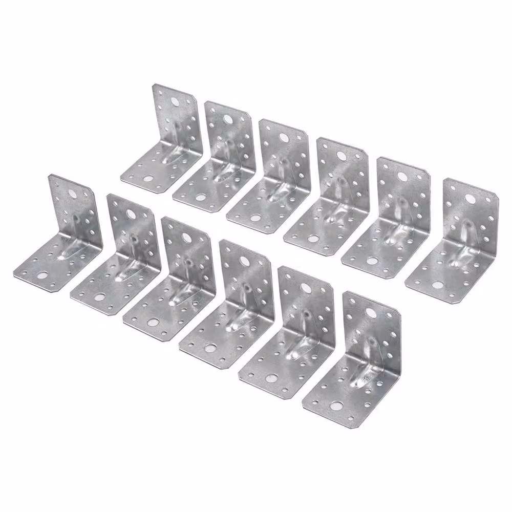 FLAVORA 12-Piece Galvanised Steel Corner Angle Brackets in Silver – 2