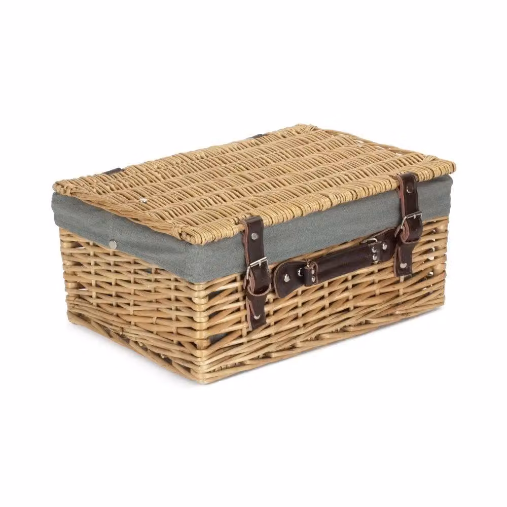 Red Hamper Wicker Empty Hamper with Grey Cotton Lining, W: 40 cm – 2