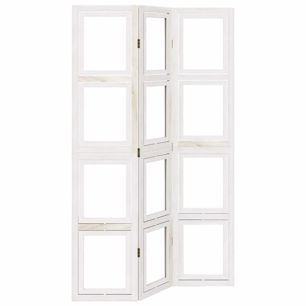 Berkfield Home 3-Panel Room Divider in White Solid Paulownia Wood, H: 180 cm x W: 330 cm (3 x 110 cm) – 2